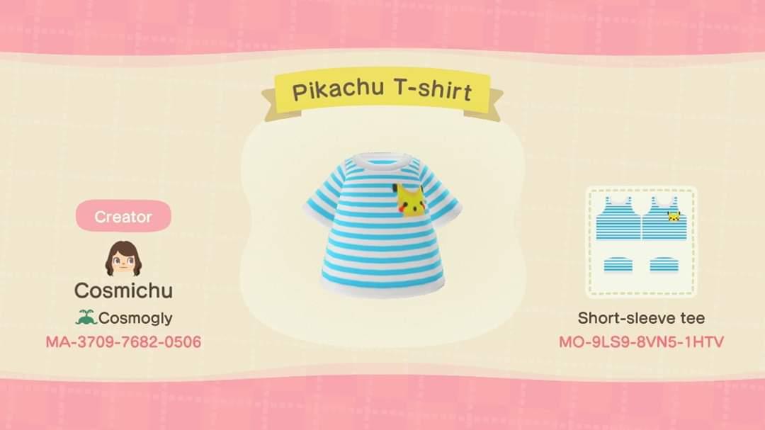 Animal Crossing Design Code: MO-9LS9-8VN5-1HTV Pikachu T-shirt