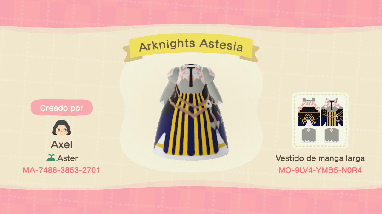 Animal Crossing Design Code: MO-9LV4-TMB5-N0R4 Arknights Astesia