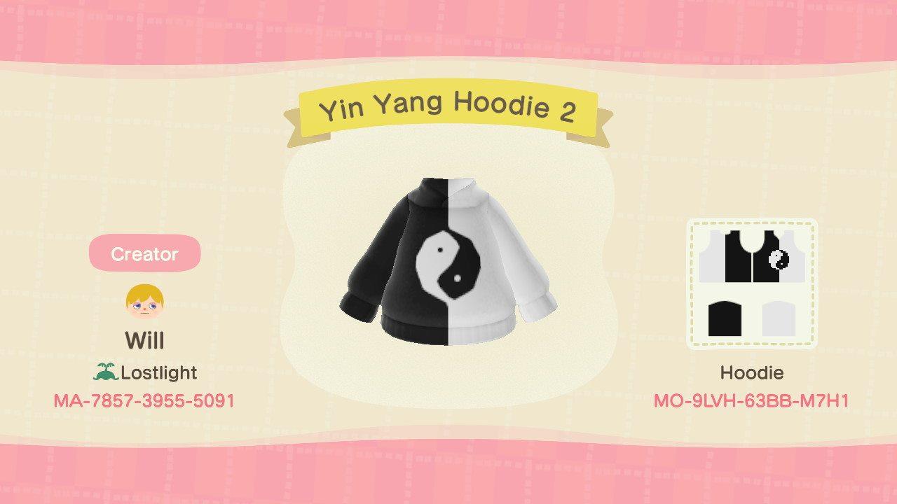 Animal Crossing Design Code: MO-9LVH-63BB-M7H1 Yin Yang Hoodie 2