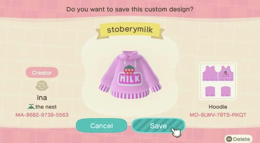 Animal Crossing Design Code: MO-9LWV-79TS-RKQT stoberymilk
