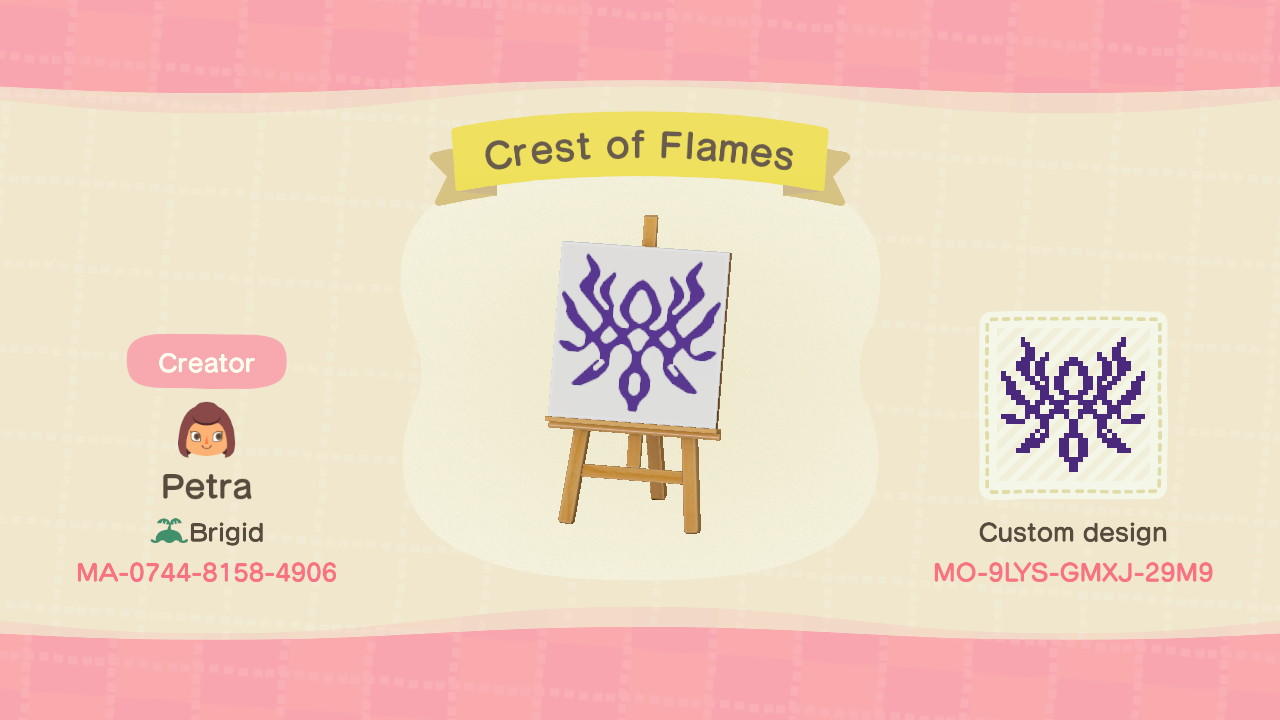 Animal Crossing Design Code: MO-9LYS-GMXJ-29M9 Crest of Flames