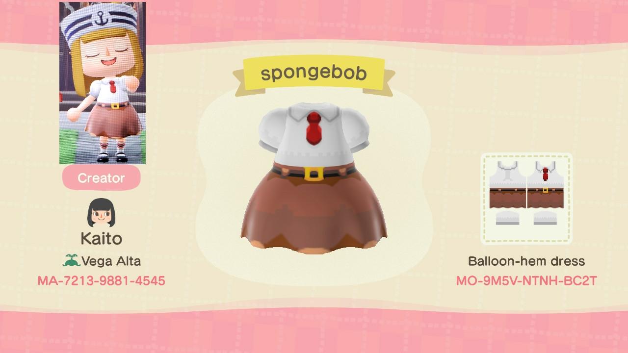 Animal Crossing Design Code: MO-9M5V-NTNH-BC2T SpongeBob Squarepant