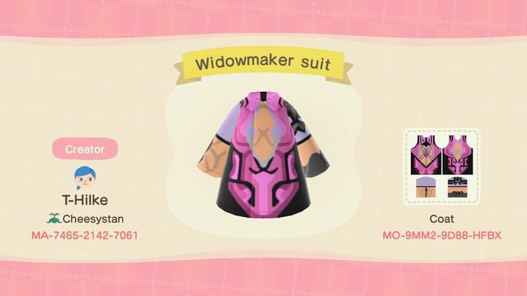 Animal Crossing Design Code: MO-9MM2-9D88-HFBX Widowmaker Suit