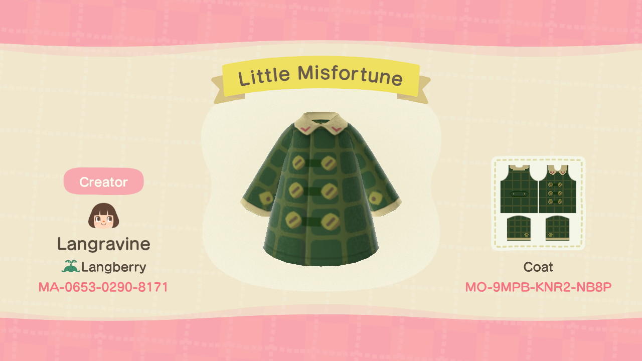 Animal Crossing Design Code: MO-9MPB-KNR2-NB8P Little Misfortune