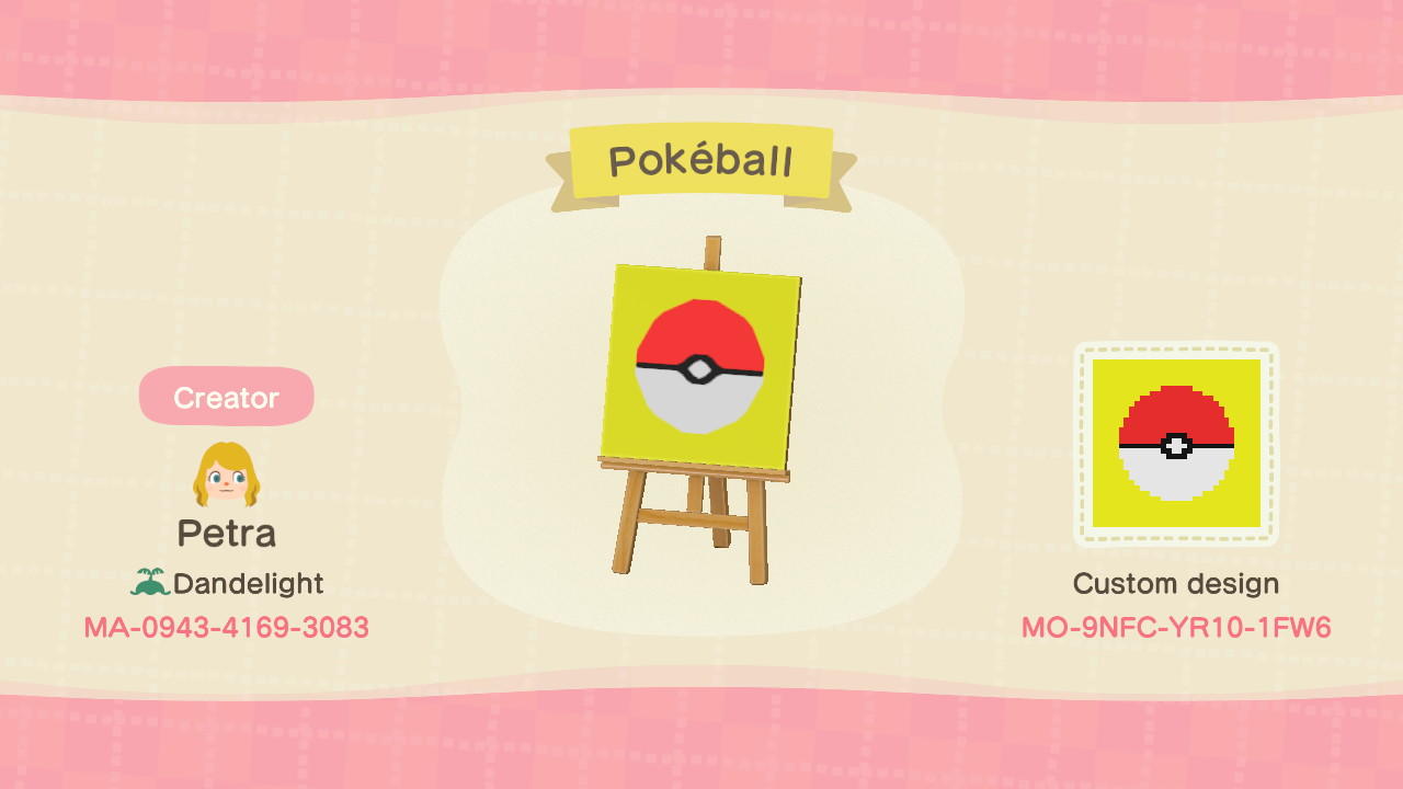 Animal Crossing Design Code: MO-9NFC-YR10-1FW6 Pokeball