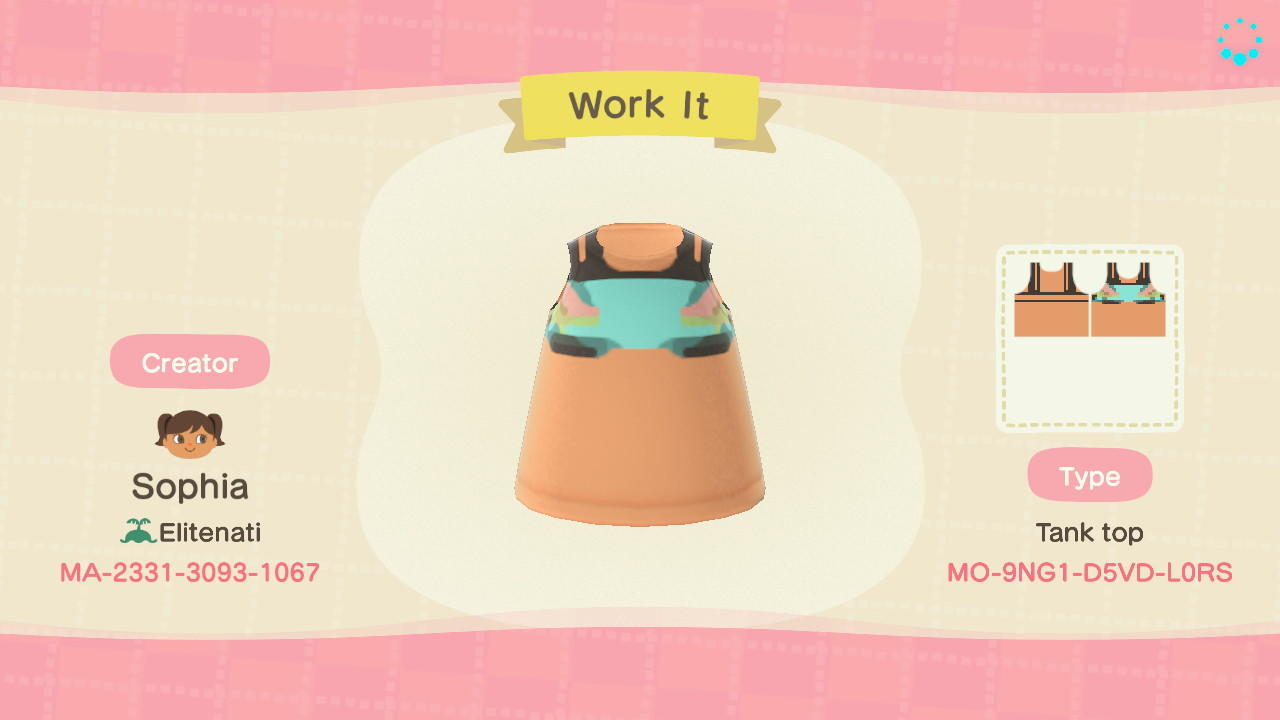 Animal Crossing Design Code: MO-9NG1-D5VD-L0RS Work It (5)