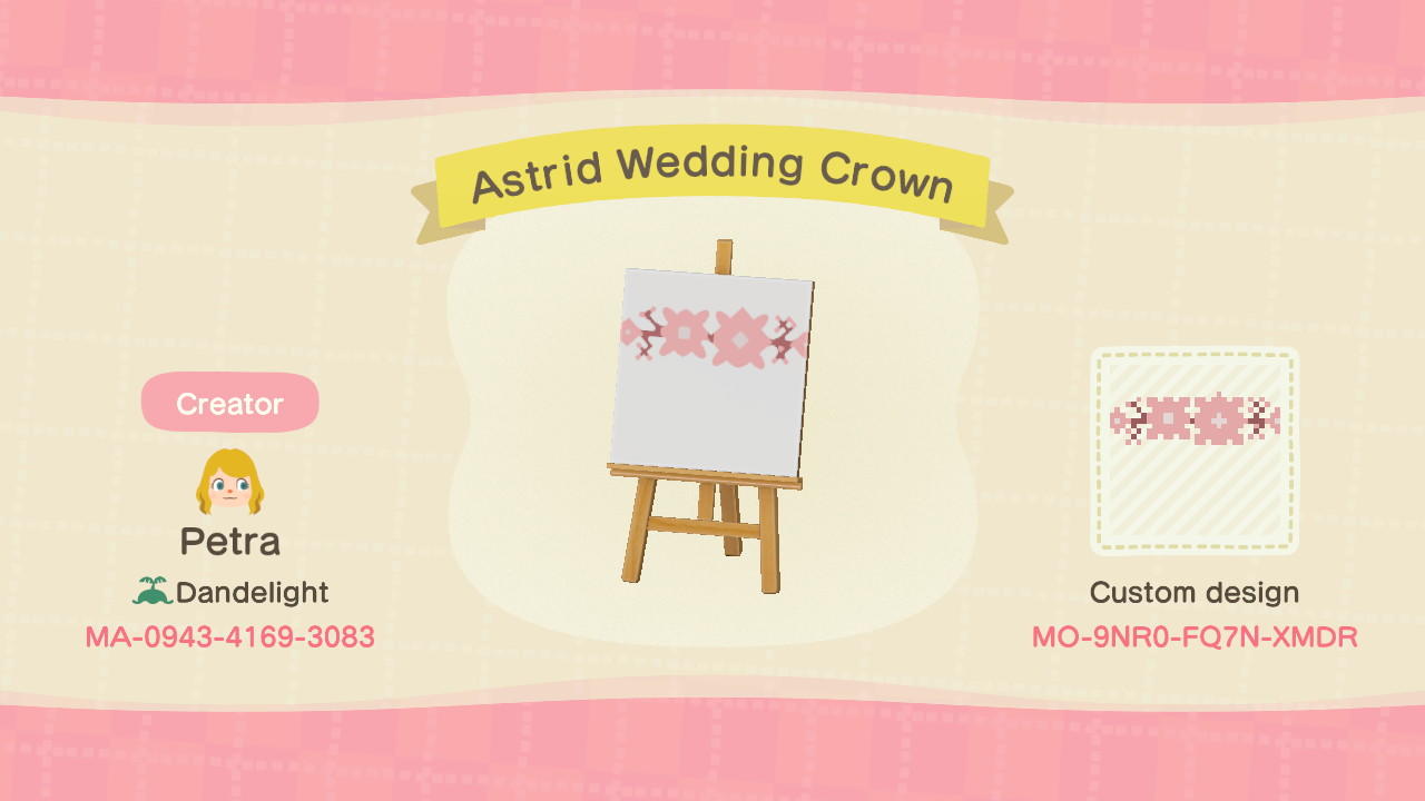 Animal Crossing Design Code: MO-9NR0-FQ7N-XMDR Astrid Wedding Crown