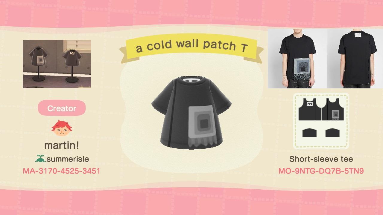 Animal Crossing Design Code: MO-9NTG-DQ7B-5TN9 A-COLD-WALL* Patch T