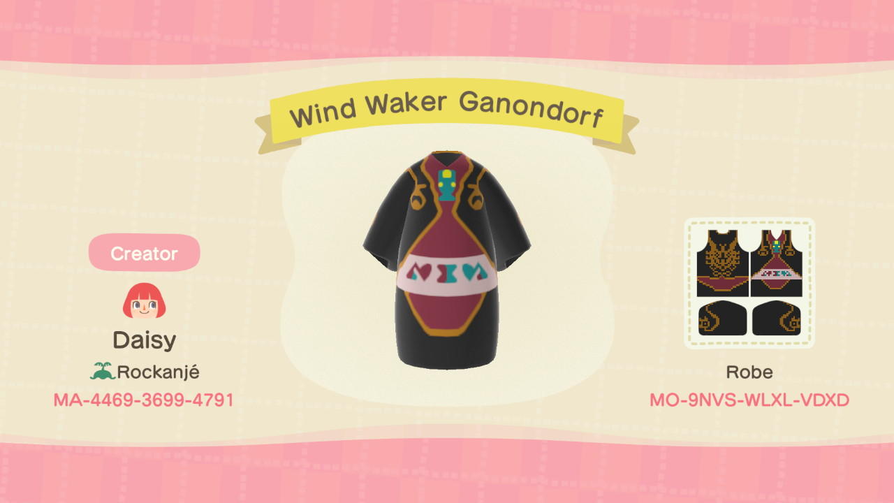 Animal Crossing Design Code: MO-9NVS-WLXL-VDXD Wind Waker Ganondorf