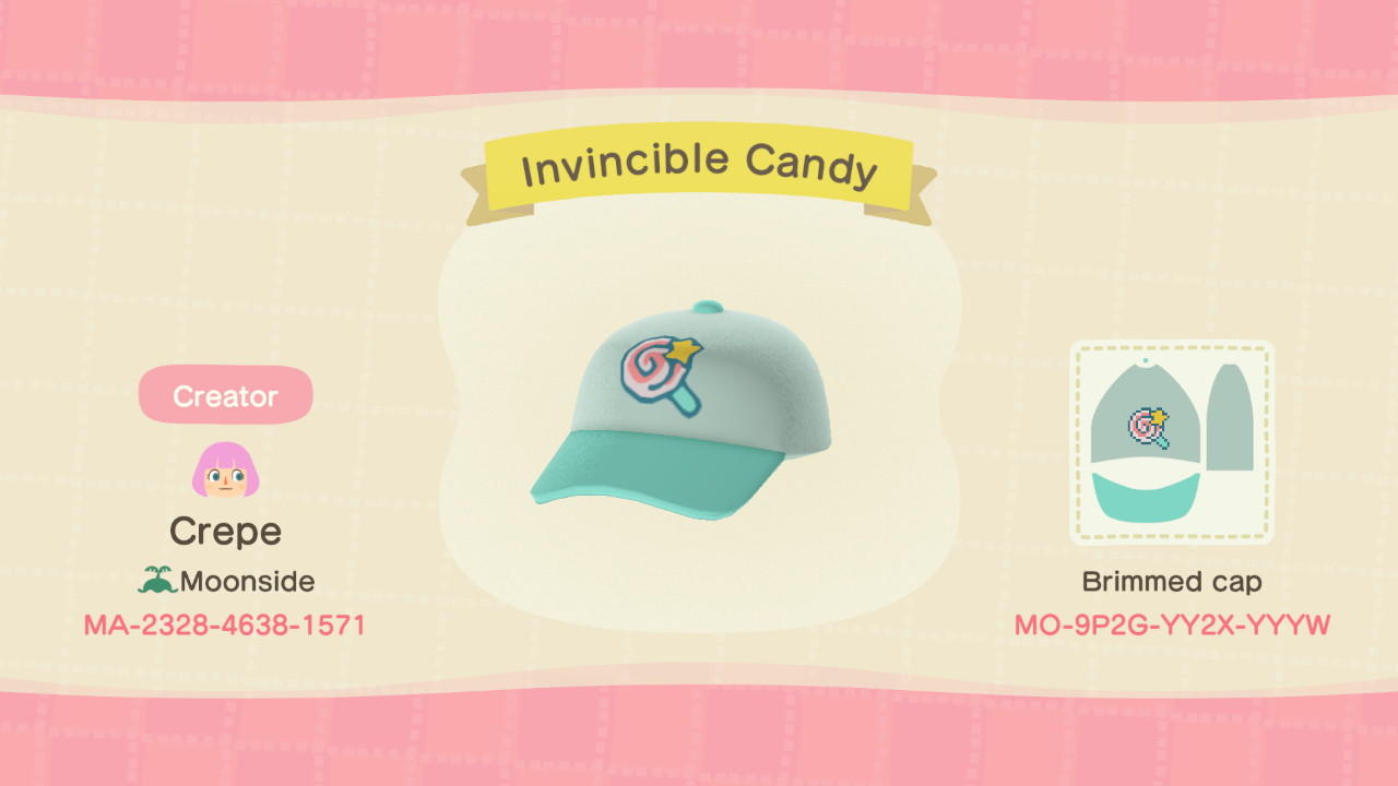 Animal Crossing Design Code: MO-9P2G-YY2X-YYYW Invincible Candy