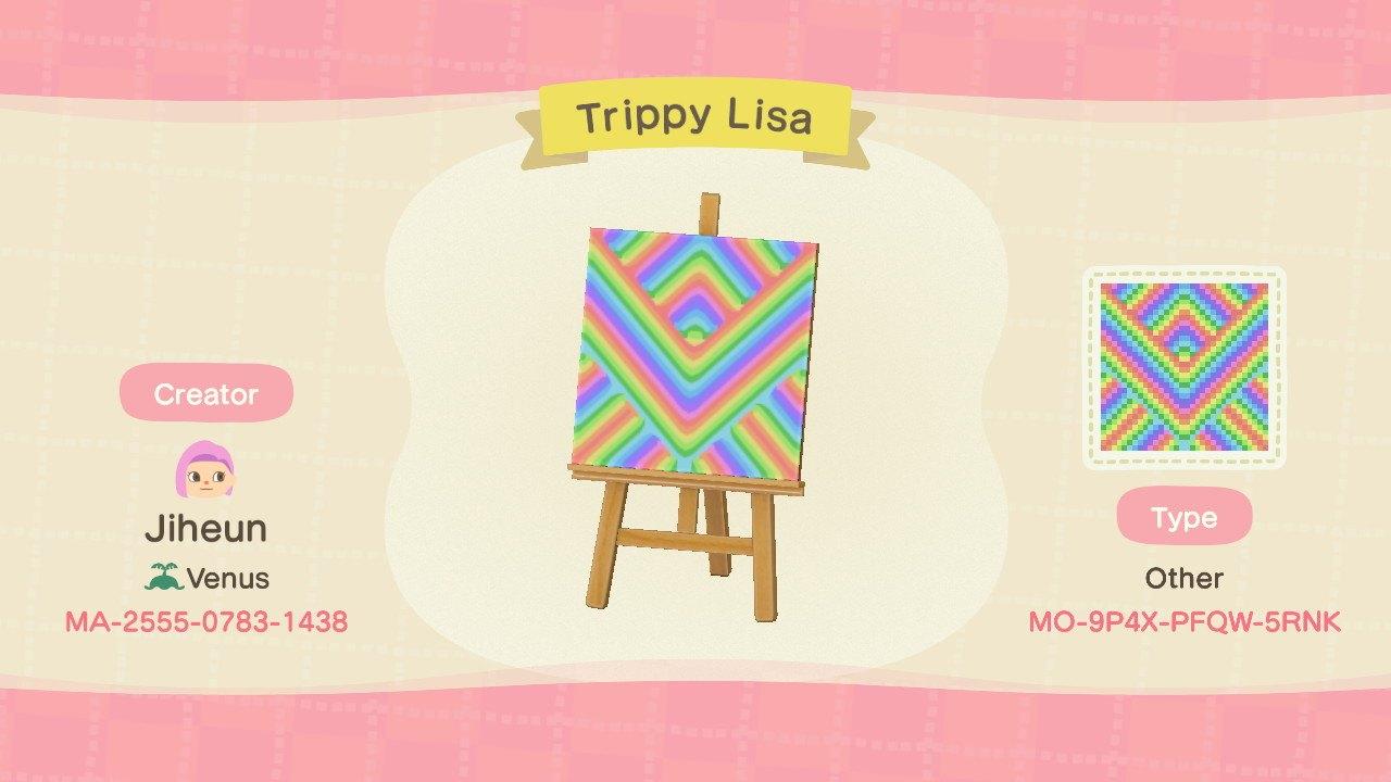 Animal Crossing Design Code: MO-9P4X-PFQW-5RNK Trippy Lisa