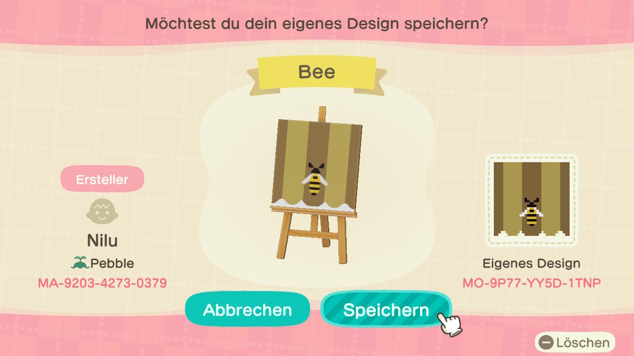 Animal Crossing Design Code: MO-9P77-YY5D-1TNP Bee
