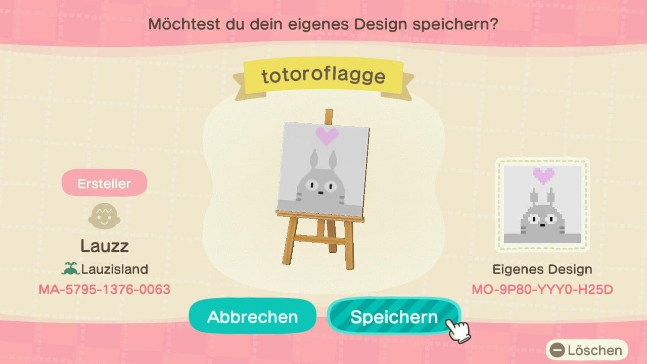 Animal Crossing Design Code: MO-9P80-YYY0-H25D Totoro