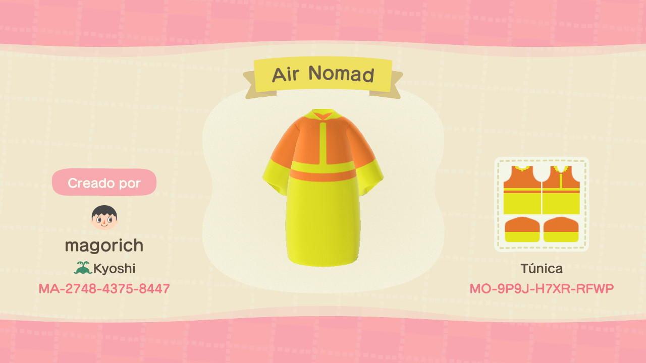 Animal Crossing Design Code: MO-9P9J-H7XR-RFWP Avatar - Air Nomad