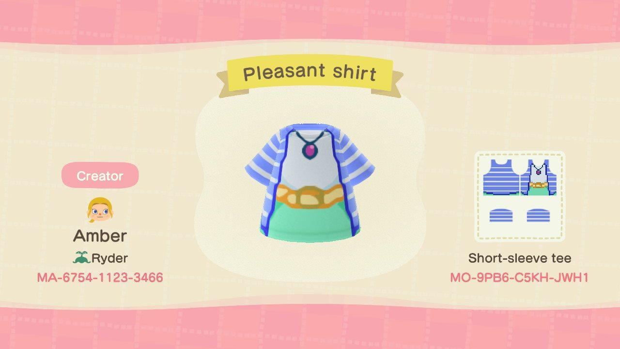 Animal Crossing Design Code: MO-9PB6-C5KH-JWH1 Pleasant shirt