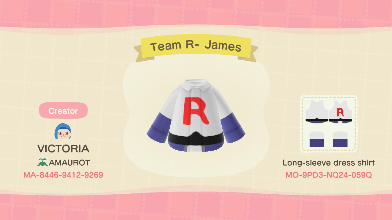 Animal Crossing Design Code: MO-9PD3-NQ24-059Q Team R- James
