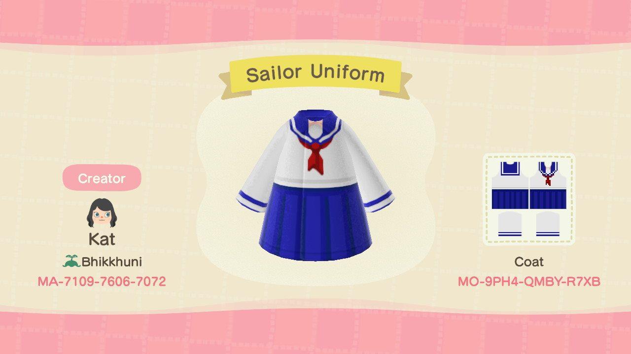 Animal Crossing Design Code: MO-9PH4-QMBY-R7XB Sailor Uniform