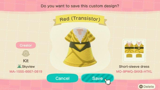 Animal Crossing Design Code: MO-9PWQ-SKK8-HTKL Red (Transistor)