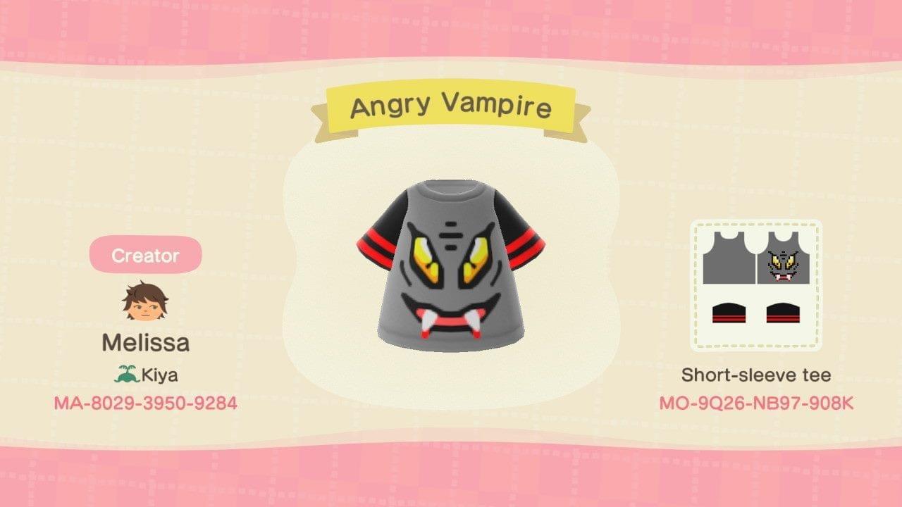 Animal Crossing Design Code: MO-9Q26-NB97-908K Angry Vampire