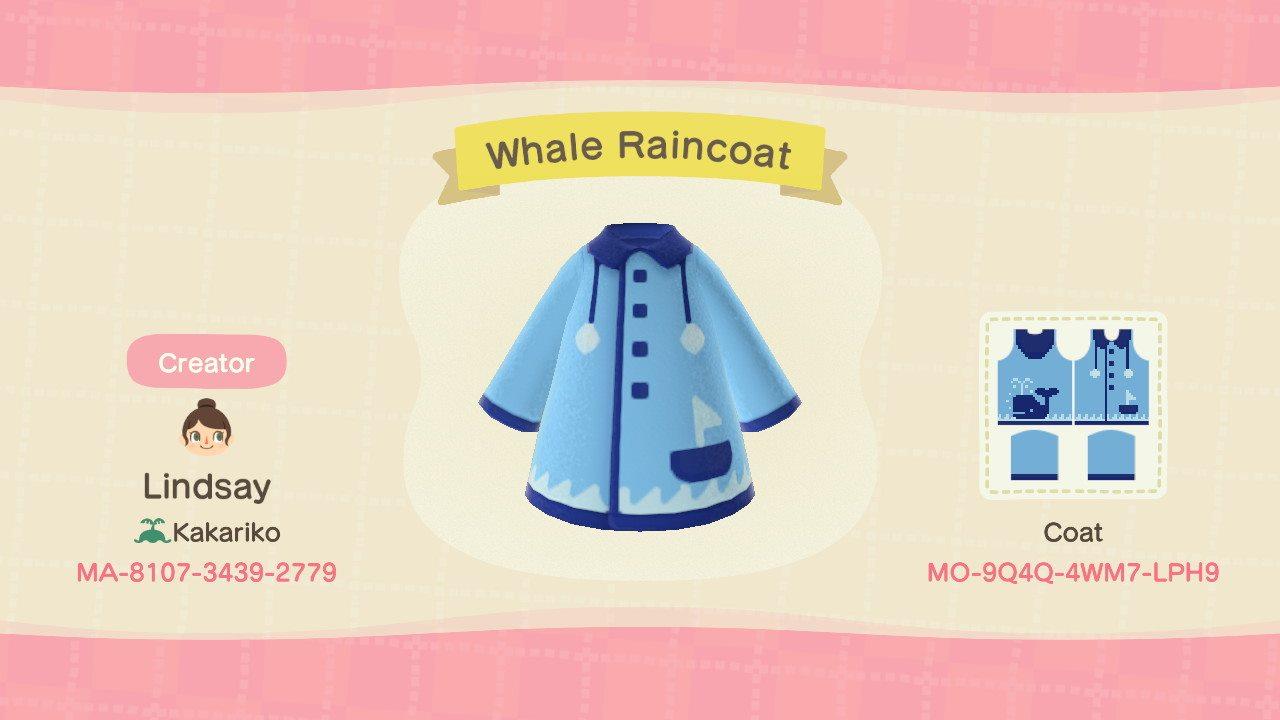 Animal Crossing Design Code: MO-9Q4Q-4WM7-LPH9 Whale Raincoat