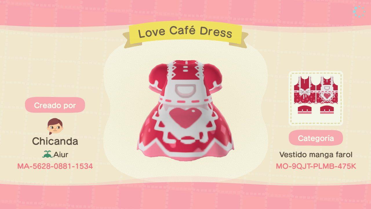 Animal Crossing Design Code: MO-9QJT-PLMB-475K Love Café Dress