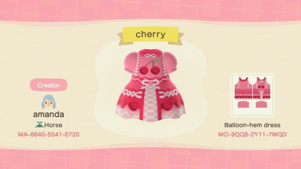 Animal Crossing Design Code: MO-9QQ8-2Y11-7WQD Cherry Lolita Dress