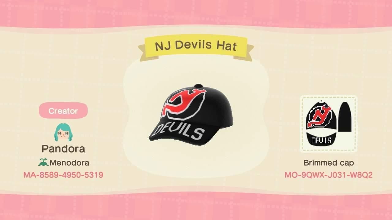 Animal Crossing Design Code: MO-9QWX-J031-W8Q2 NJ Devils Hat