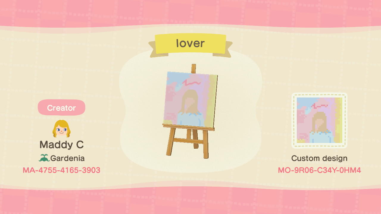 Animal Crossing Design Code: MO-9R06-C34Y-0HM4 lover