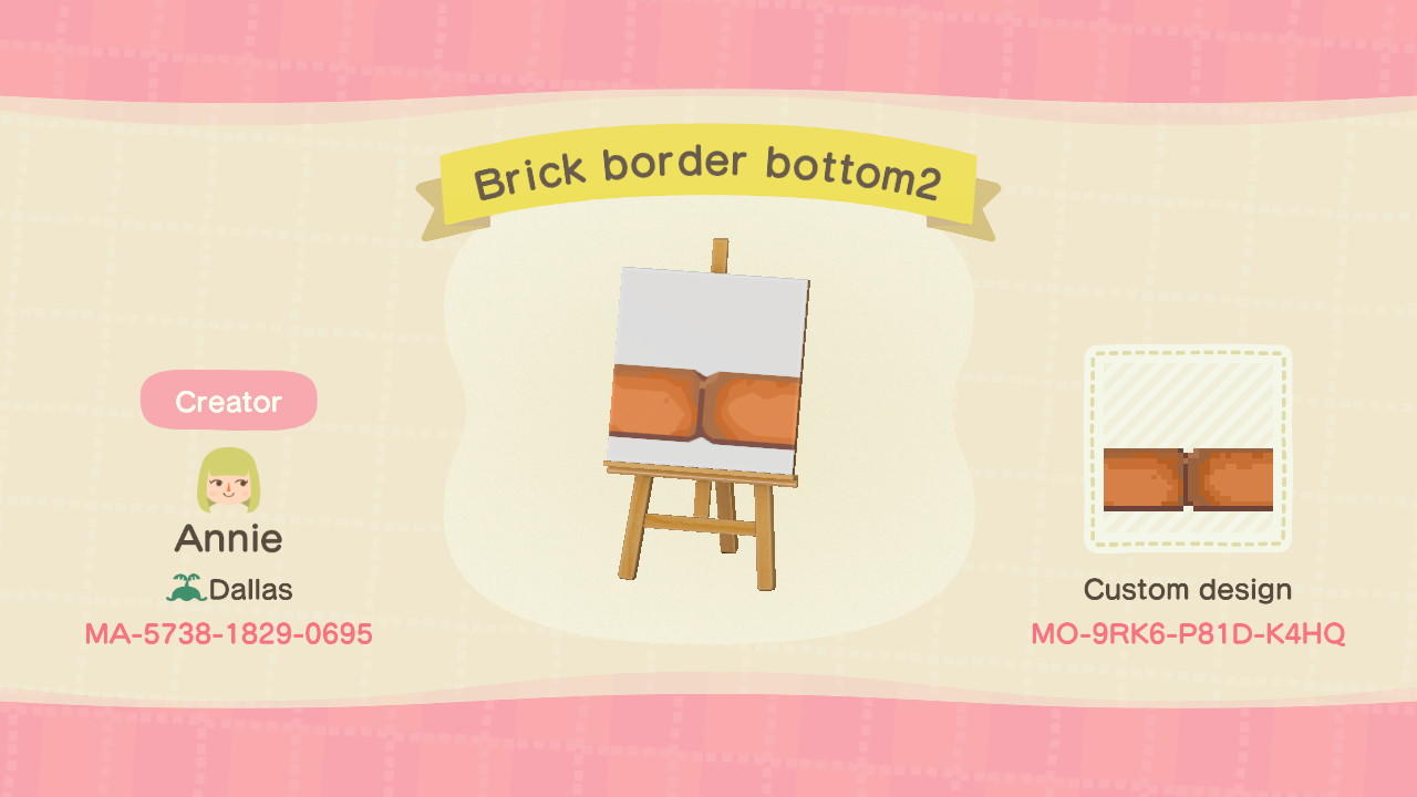 Animal Crossing Design Code: MO-9RK6-P81D-K4HQ Brick Border Bottom