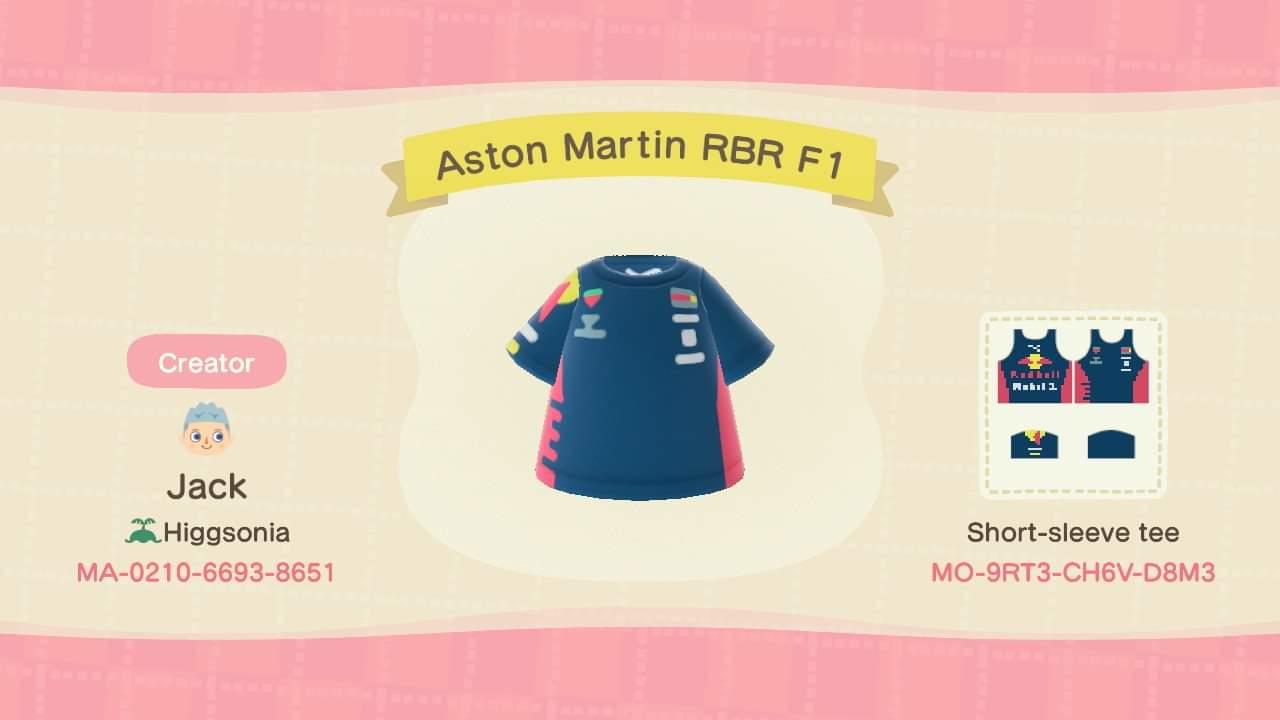 Animal Crossing Design Code: MO-9RT3-CH6V-D8M3 Aston Martin RBR F1