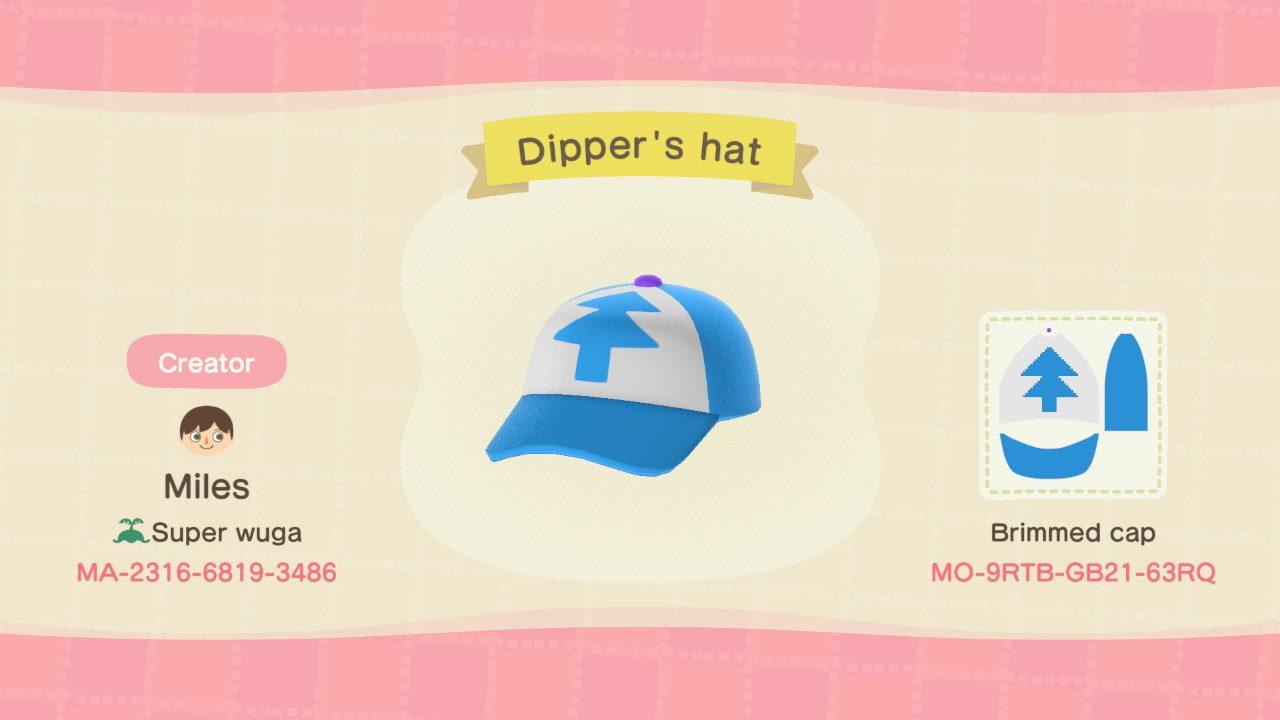 Animal Crossing Design Code: MO-9RTB-GB21-63RQ Dipper's Hat