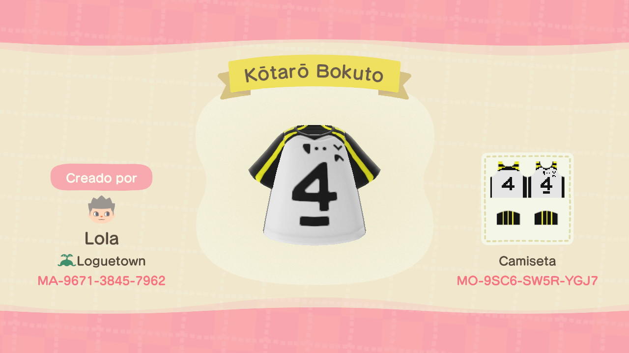 Animal Crossing Design Code: MO-9SC6-SW5R-YGJ7 Bokuto Haikyuu