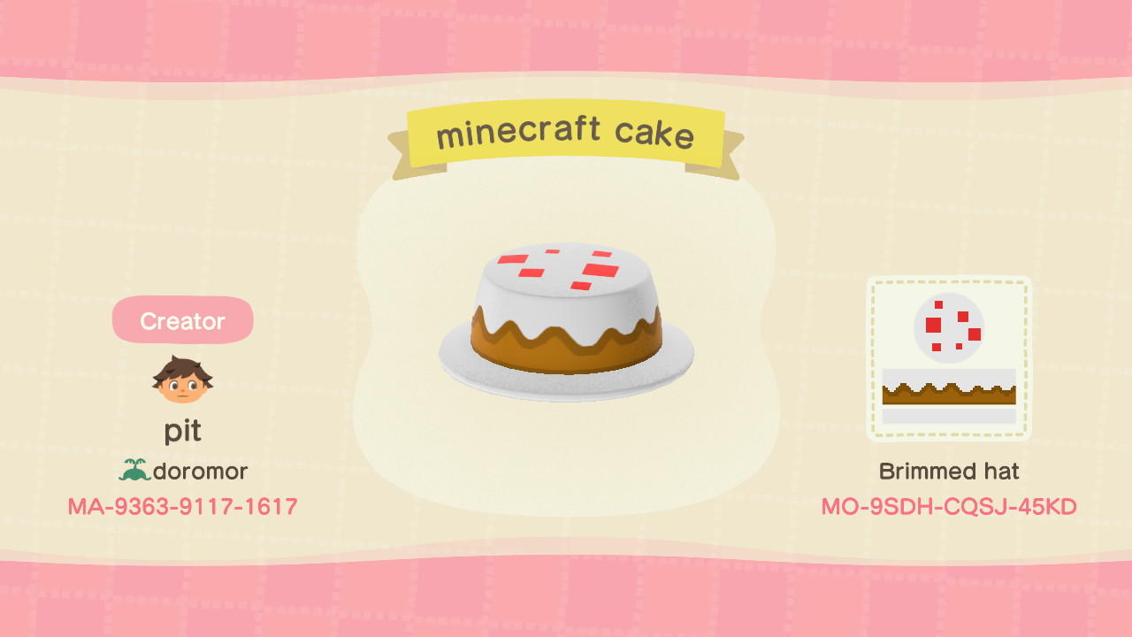 Animal Crossing Design Code: MO-9SDH-CQSJ-45KD Minecraft cake