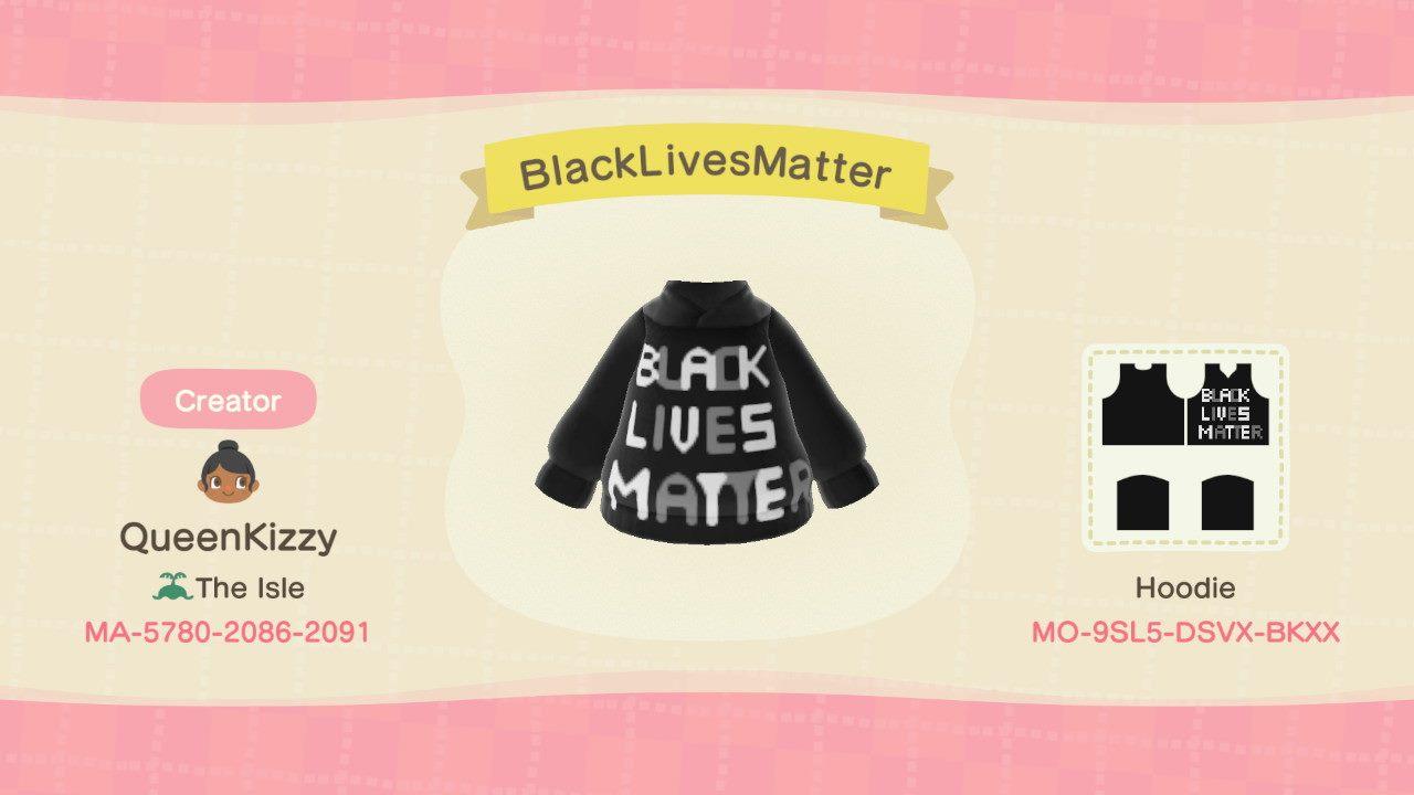Animal Crossing Design Code: MO-9SL5-DSVX-BKXX Black Lives Matter