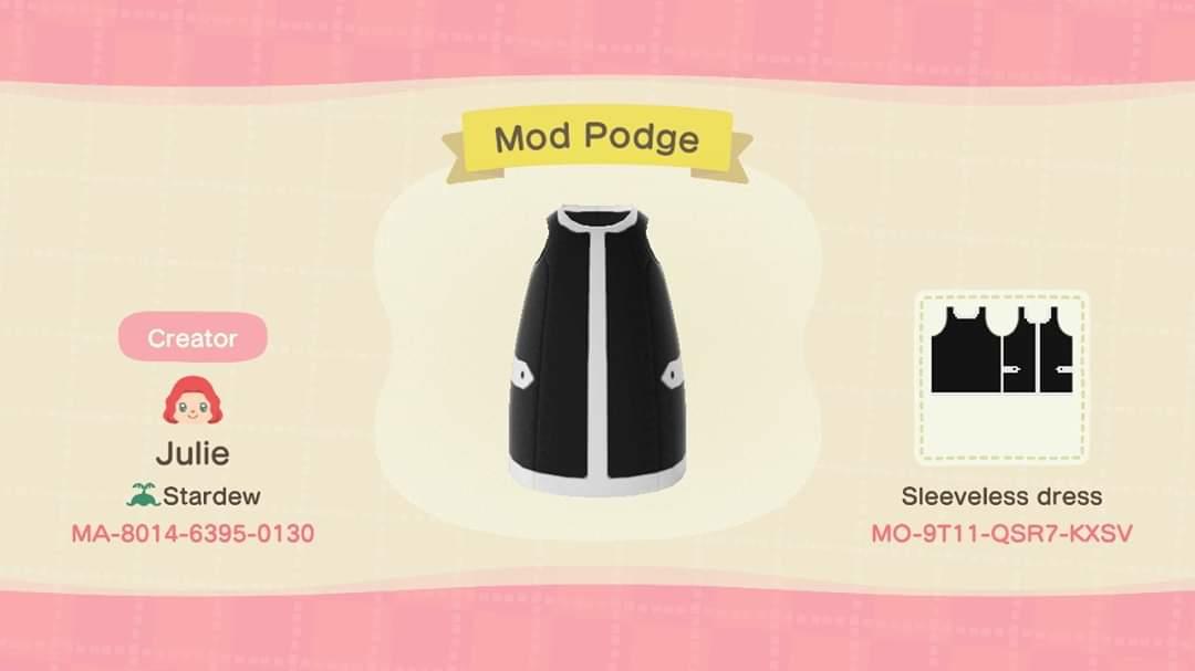 Animal Crossing Design Code: MO-9T11-QSR7-KXSV Mod Podge Dress