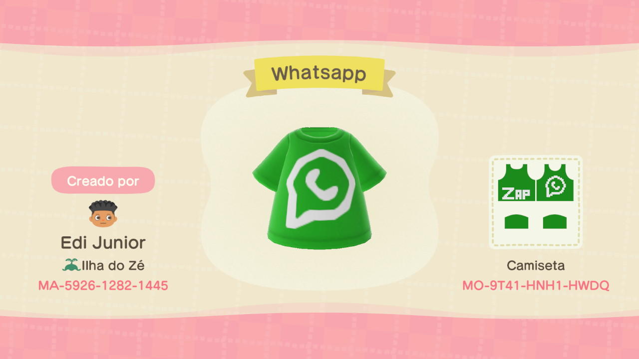 Animal Crossing Design Code: MO-9T41-HNH1-HWDQ Whatsapp