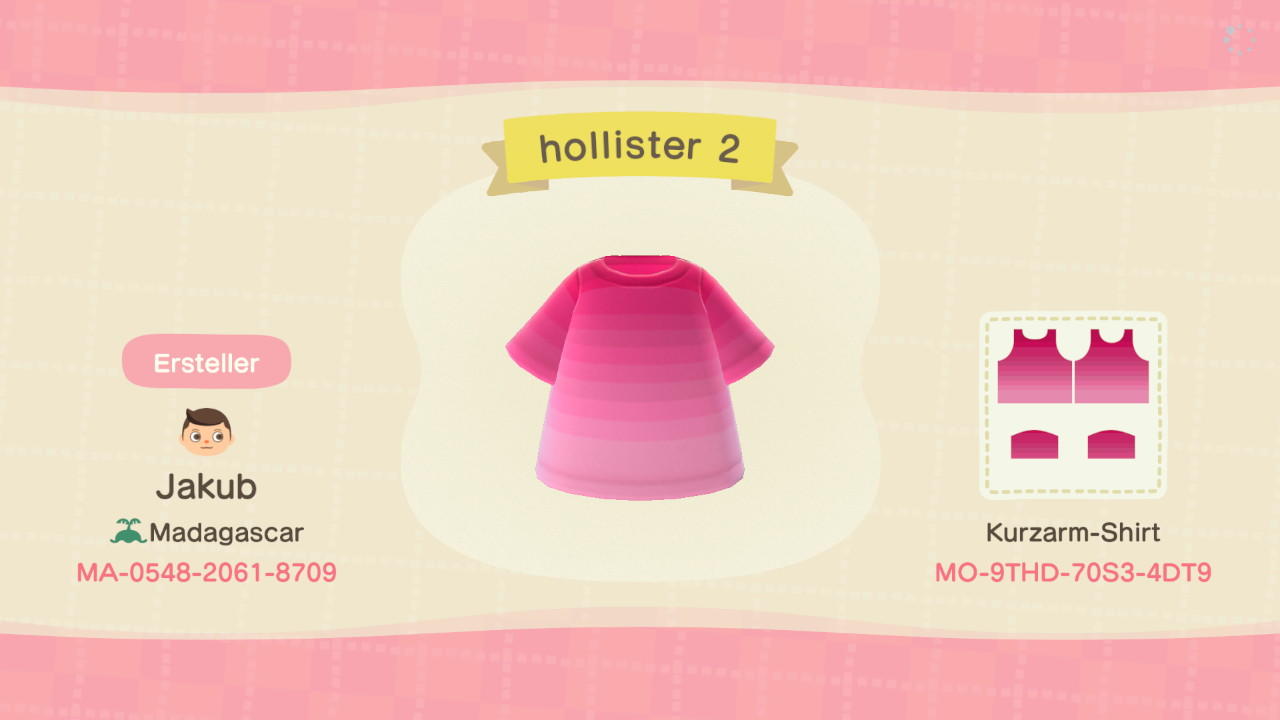 Animal Crossing Design Code: MO-9THD-70S3-4DT9 hollister 2