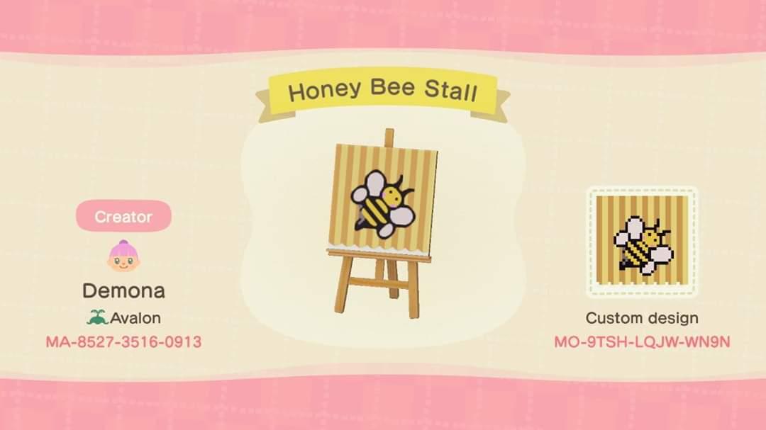 Animal Crossing Design Code: MO-9TSH-LQJW-WN9N Honey Bee Stall