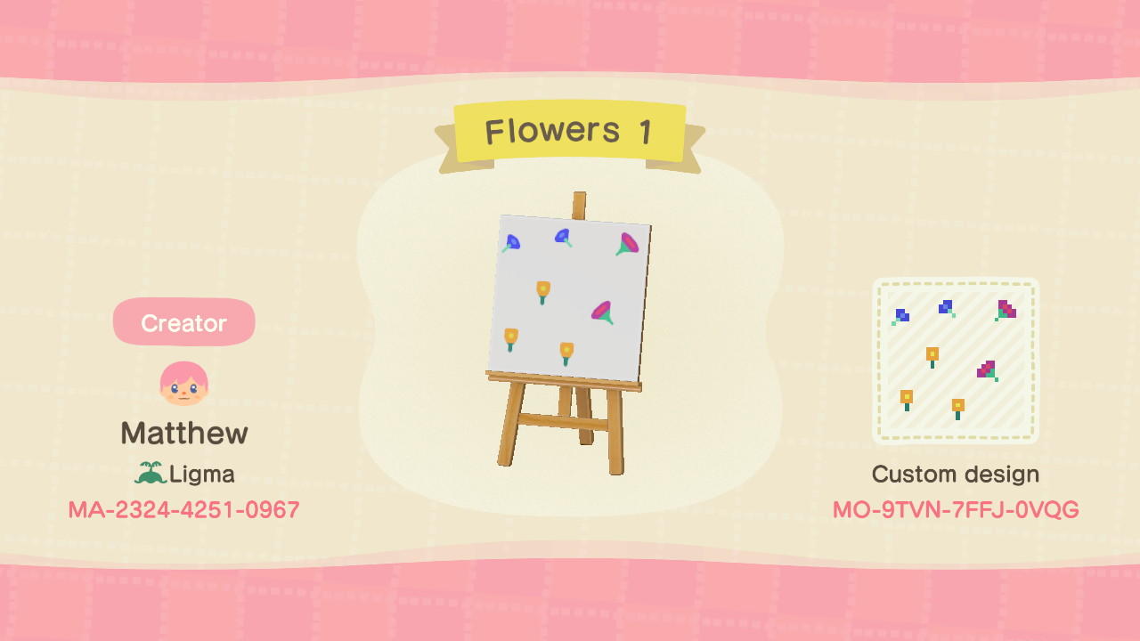 Animal Crossing Design Code: MO-9TVN-7FFJ-0VQG Flowers 1