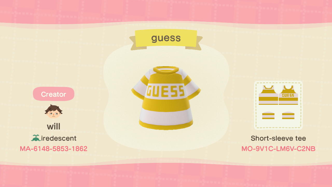 Animal Crossing Design Code: MO-9V1C-LM6V-C2NB guess