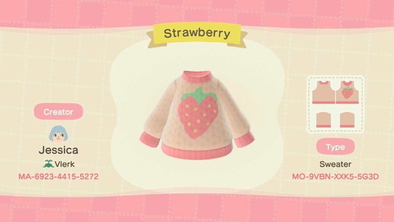 Animal Crossing Design Code: MO-9VBN-XXK5-5G3D Strawberry Sweater
