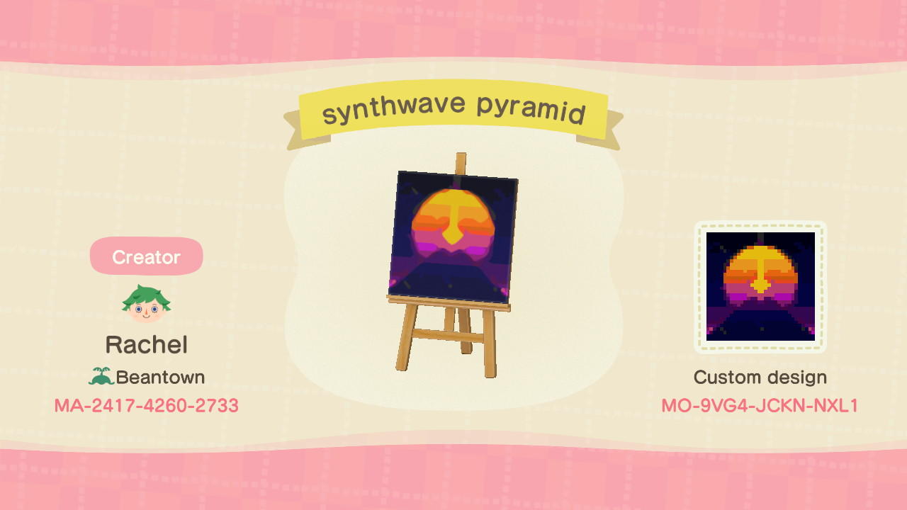Animal Crossing Design Code: MO-9VG4-JCKN-NXL1 synthwave pyramid