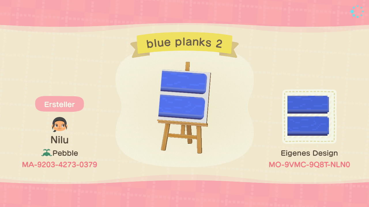 Animal Crossing Design Code: MO-9VMC-9QBT-NLN0 blue planks 2