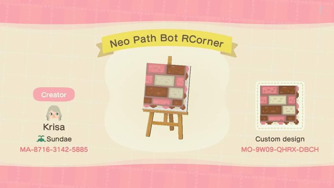 Animal Crossing Design Code: MO-9W09-QHRX-DBCH Neo Path Bot RCorner