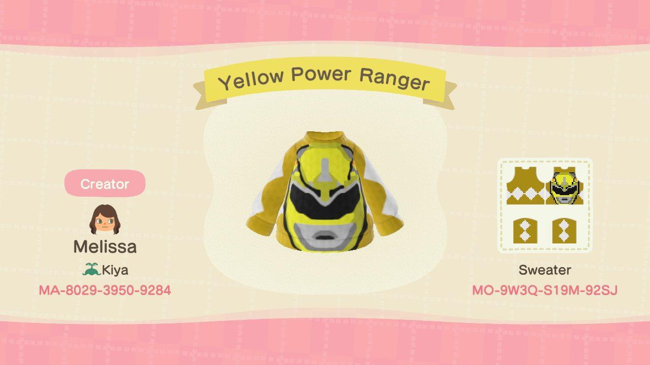 Animal Crossing Design Code: MO-9W3Q-S19M-92SJ Yellow Power Ranger