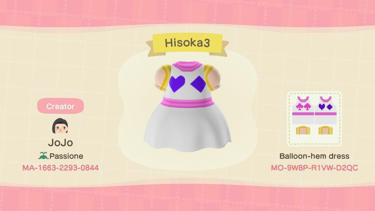 Animal Crossing Design Code: MO-9W8P-R1VW-D2QC Hisoka Dress 3