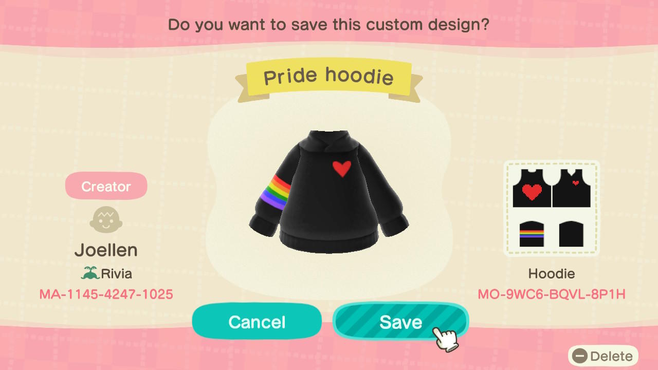 Animal Crossing Design Code: MO-9WC6-BQVL-8P1H Pride