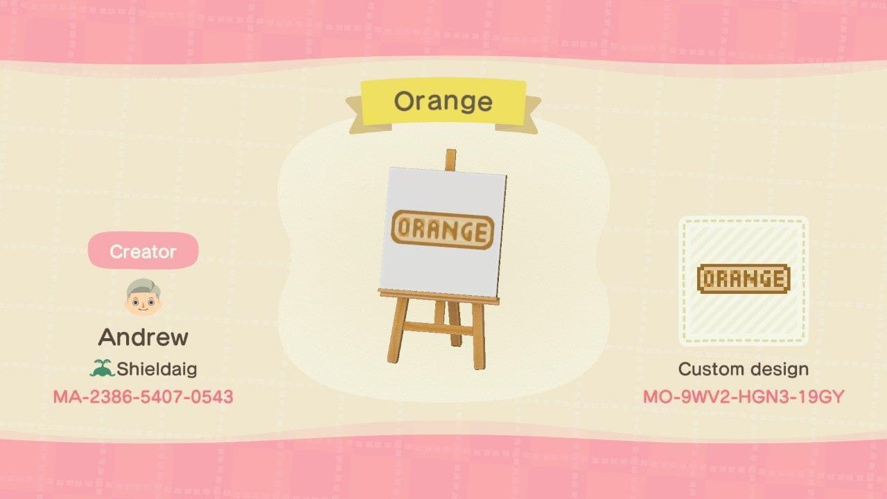 Animal Crossing Design Code: MO-9WV2-HGN3-19GY Orange