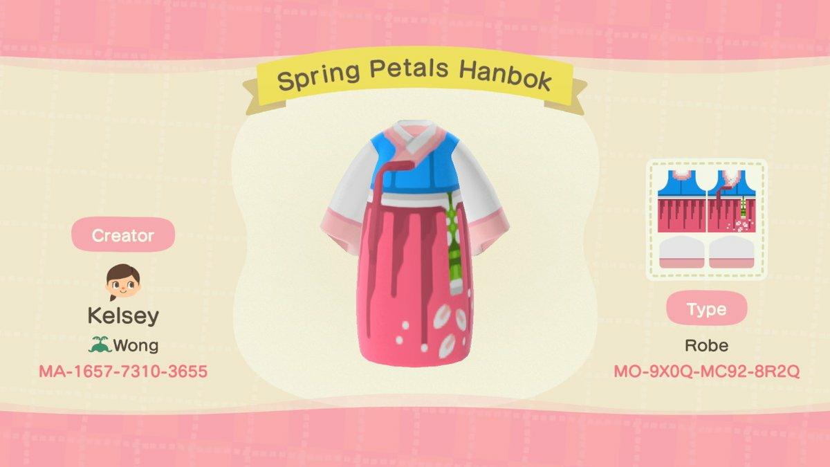 Animal Crossing Design Code: MO-9X0Q-MC92-8R2Q Spring Petals Hanbok