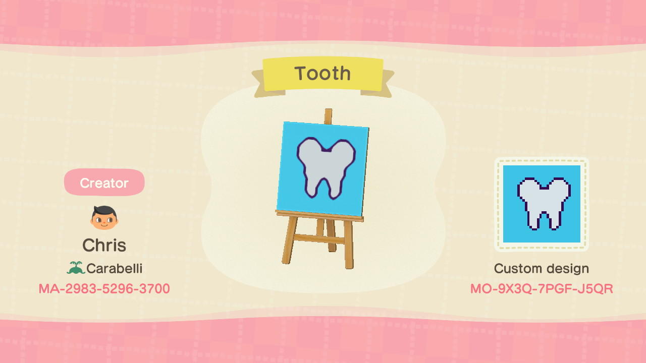 Animal Crossing Design Code: MO-9X3Q-7PGF-J5QR Tooth